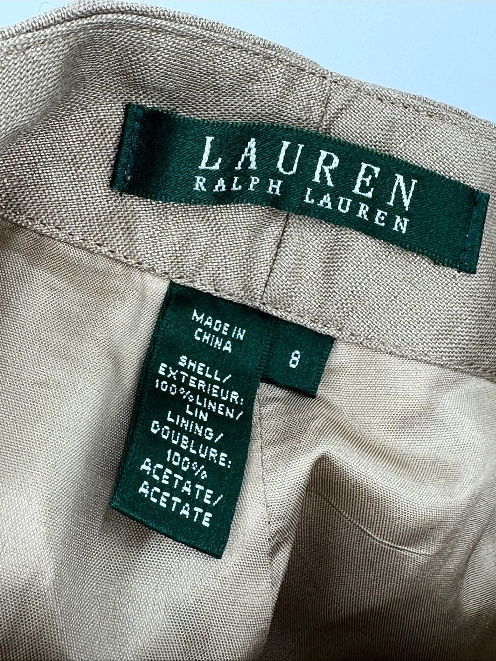 Ralph Lauren Gold Linen straight leg pants women 8 quiet luxury - Picture 7 of 7